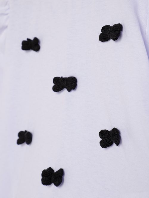 Blusa Manga Longa Laços Infantil Para Menina - BRANCO