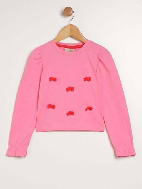 Blusa Manga Longa Laços Infantil Para Menina - ROSA