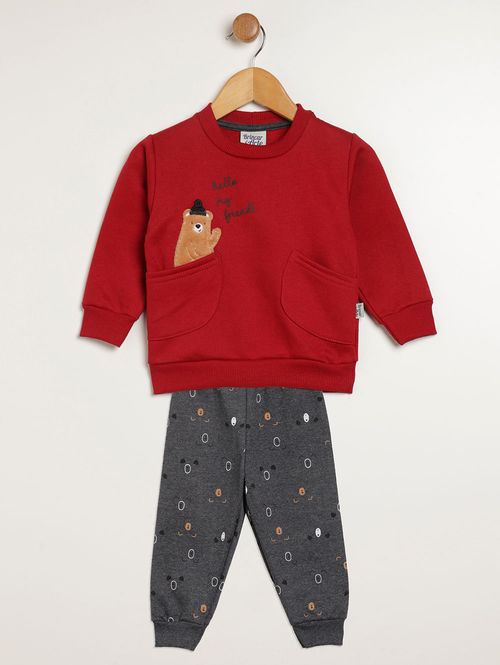 Conjunto Longo Infantil Para Bebê - BORDO