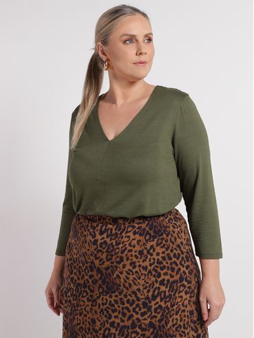Blusa Manga Longa Autentique Plus Size Feminina VERDE