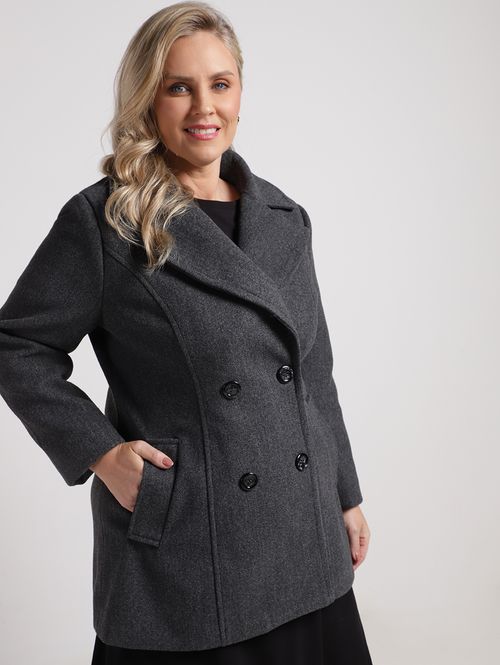 Casaco Alongado Plus Size Feminino CINZA