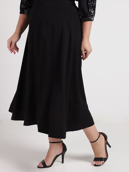 Saia Alfaiataria Midi Plus Size Feminina PRETO