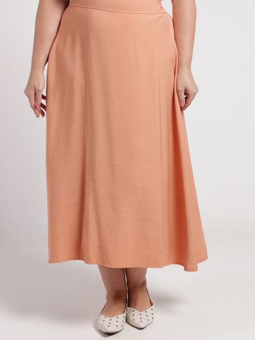 Saia Alfaiataria Midi Plus Size Feminina COBRE