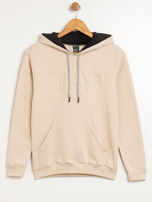 Moletom Com Capuz Juvenil Para Menino - BEGE