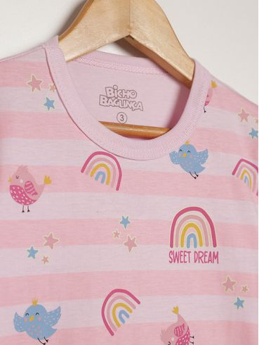 Pijama Longo Infantil Para Menina - ROSA/AZUL