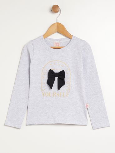 Blusa Manga Longa Laço Infantil Para Menina - MESCLA