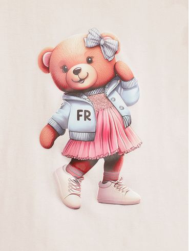 Blusa Manga Longa Ursinho Infantil Para Menina - BEGE
