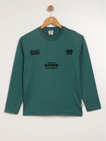 Camiseta Manga Longa Juvenil Para Menino - VERDE