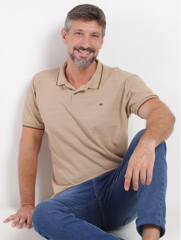 Polo Manga Curta Masculina NATURAL