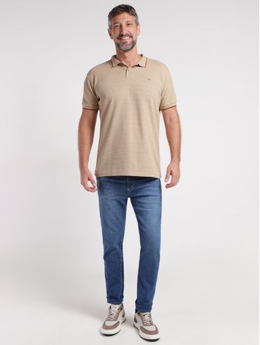Polo Manga Curta Masculina NATURAL