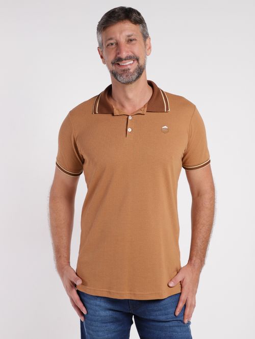 Polo Manga Curta Masculina CARAMELO