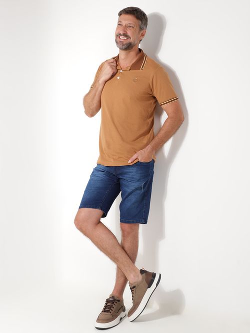 Polo Manga Curta Masculina CARAMELO