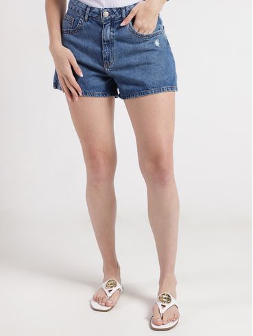 Short Jeans Cintura Alta Autentique Feminino AZUL