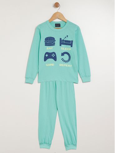 Pijama Longo Infantil Para Menino - VERDE