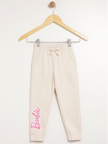 Calça Moletom Barbie Infantil Para Menina - BEGE
