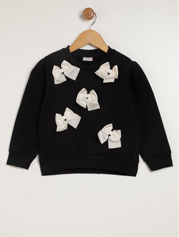 Moletom Laço Infantil Para Menina - PRETO