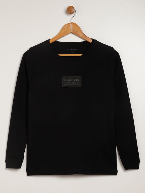 Camiseta Manga Longa Juvenil Para Menino - PRETO