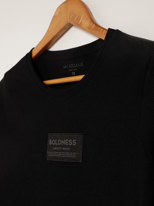 Camiseta Manga Longa Juvenil Para Menino - PRETO