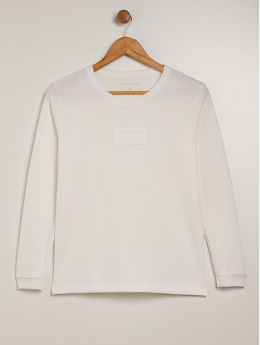 Camiseta Manga Longa Juvenil Para Menino - OFF WHITE
