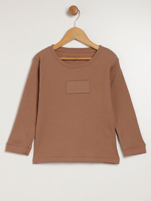 Camiseta Manga Longa Infantil Para Menino - CAQUI