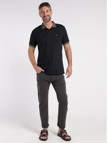 Polo Manga Curta Vilejack Masculina PRETO