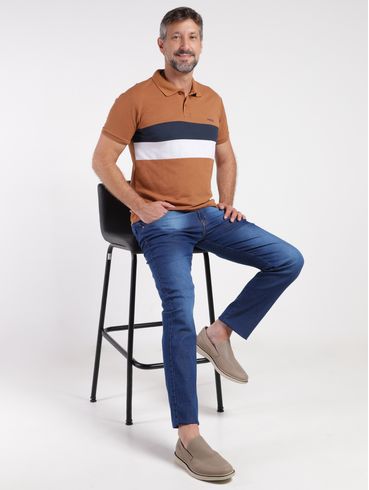 Polo Manga Curta Masculina MARROM