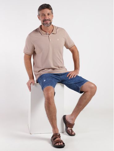 Polo Manga Curta Masculina MARROM