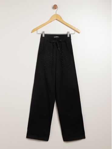 Calça Moletom Juvenil Para Menina - PRETO