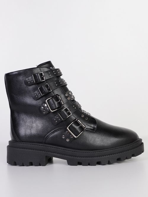 Bota Cano Curto Biker Ramarim Feminina PRETO