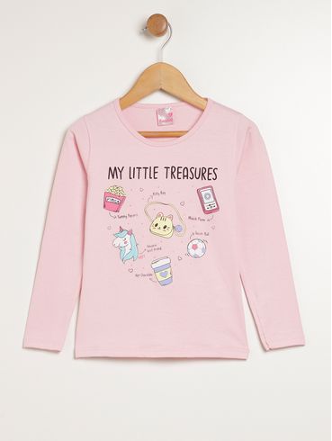 Blusa Manga Longa Infantil Para Menina - ROSA
