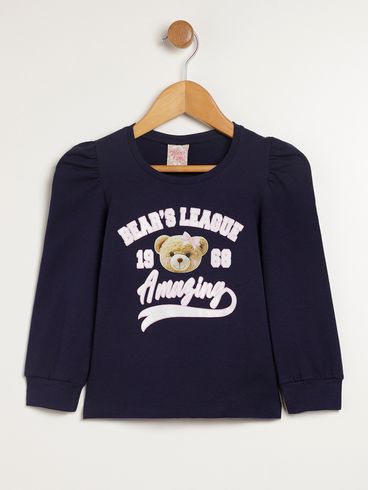 Blusa Manga Longa Infantil Para Menina - MARINHO