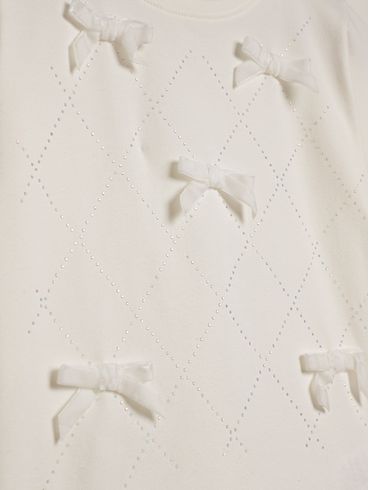 Blusa Manga Longa Laços Infantil Para Menina - OFF WHITE