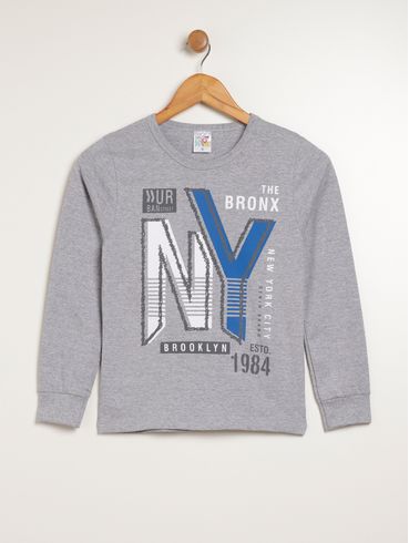 Camiseta Manga Longa Juvenil Para Menino - MESCLA
