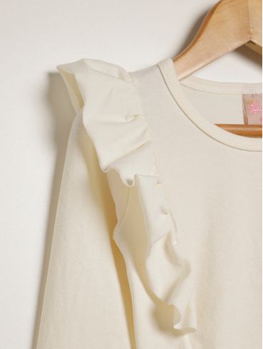 Blusa Manga Longa Infantil Para Menina - OFF WHITE