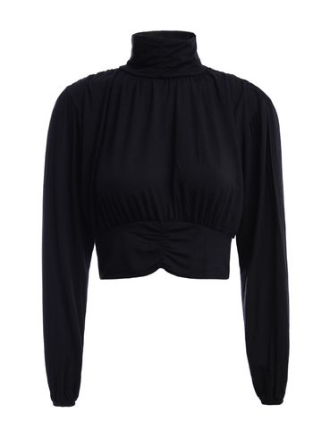 Blusa Cropped Manga Longa Feminina PRETO