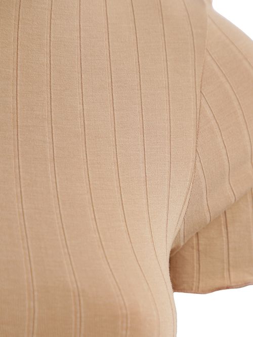 Blusa Canelada Manga Curta Autentique Feminina AREIA