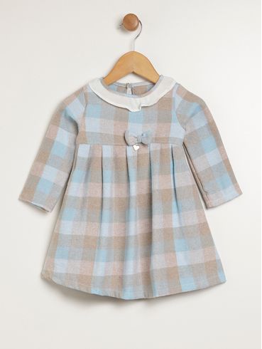 Vestido Xadrez Infantil Para Bebê - AZUL