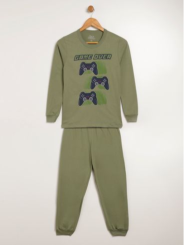 Pijama Longo Juvenil Para Menino - VERDE
