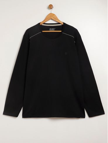 Camiseta Manga Longa Plus Size Masculina PRETO