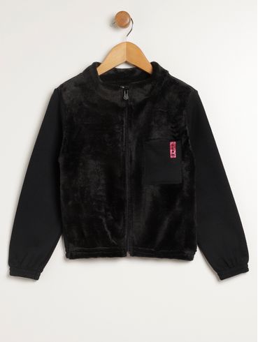 Jaqueta Moletom Infantil Para Menina - PRETO
