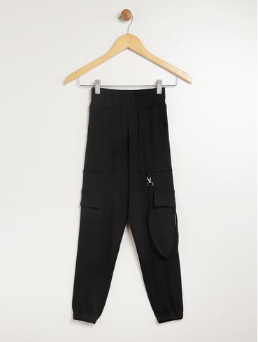 Calça Jogger Juvenil Para Menina - PRETO