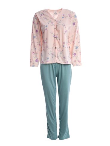 Pijama Longo Americano Feminino SALMAO/VERDE