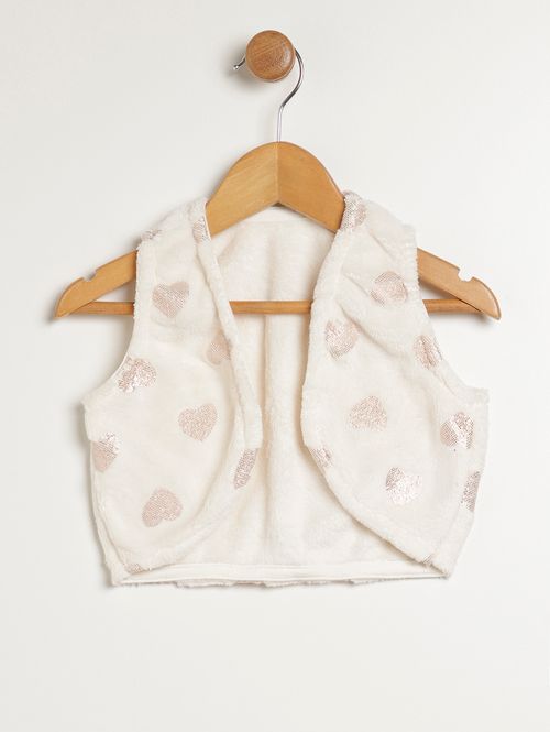 Colete Fleece Infantil Para Menina - OFF WHITE
