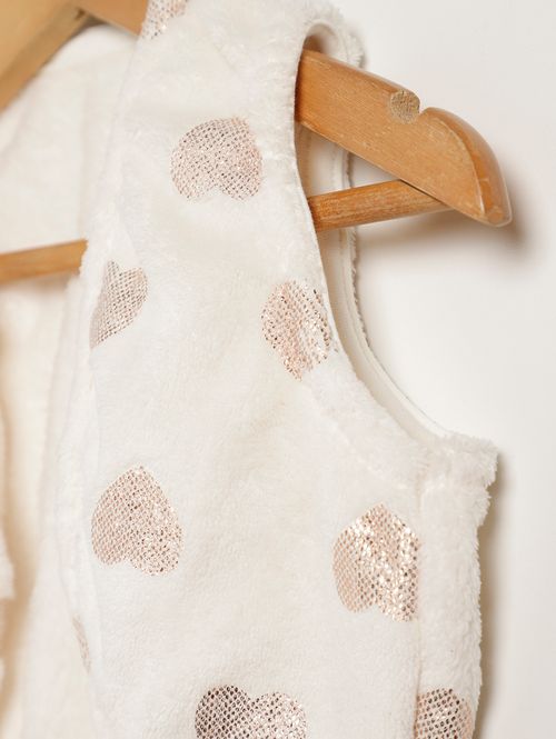 Colete Fleece Infantil Para Menina - OFF WHITE