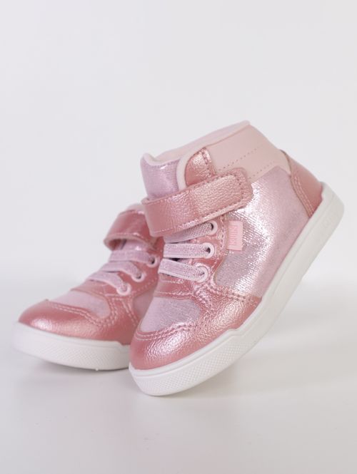 Tênis Cano Alto Infantil Para Bebê Menina - ROSA/BRANCO