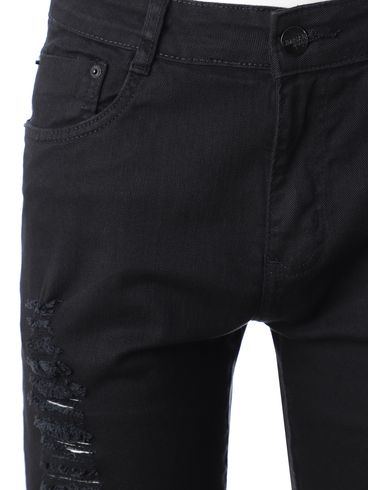 Calça Jeans Slim Destroyed Masculina PRETO