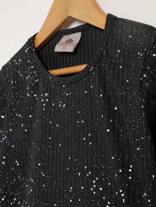 Blusa Manga Longa Juvenil Para Menina - PRETO