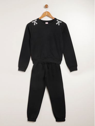 Conjunto Longo Juvenil Para Menina - PRETO