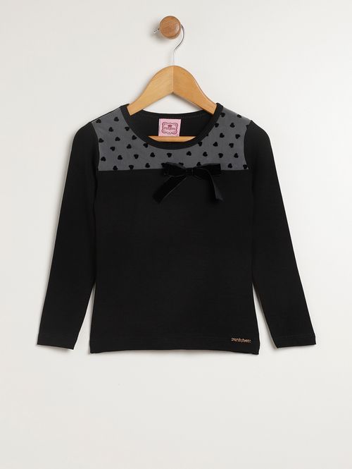Blusa Manga Longa Infantil Para Menina - PRETO