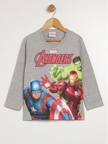 Camiseta Vingadores  Infantil Para Menino - CINZA